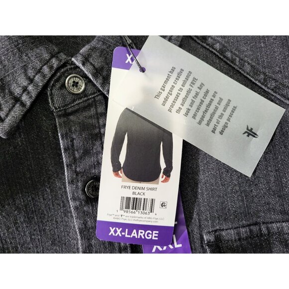 FRYE Black Denim 2-Pocket Button-Down Jean Western Shirt - NWT Men's XXL - Picture 4 of 6